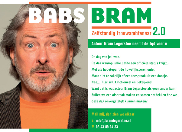 Bram Legerstee is te boeken als BABS BRAM zelfstandig trouwambtenaar 2.0.